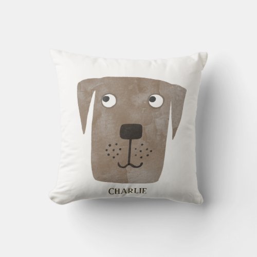 Funny Chocolate Labrador Retriever Dog Custom Name Throw Pillow