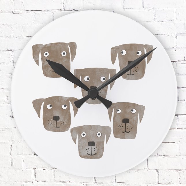 Funny Chocolate Labrador Round Clock (Fun chocolate labrador retriever dog wall clock)