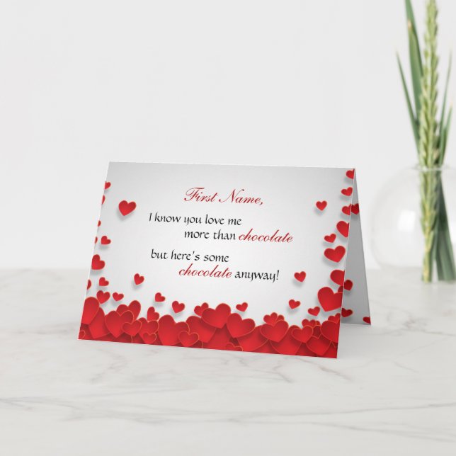 Funny Chocolate Lovers Valentine's Day Holiday Card (Front)