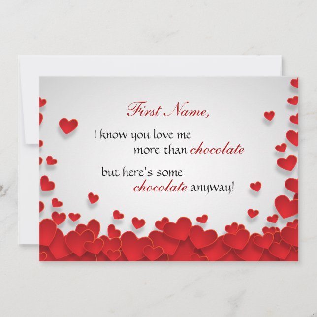 Funny Chocolate Lovers Valentine's Day Holiday Card (Front)
