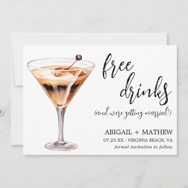 Funny Chocolate Martini Cocktail Photo Wedding  Save The Date (Front)