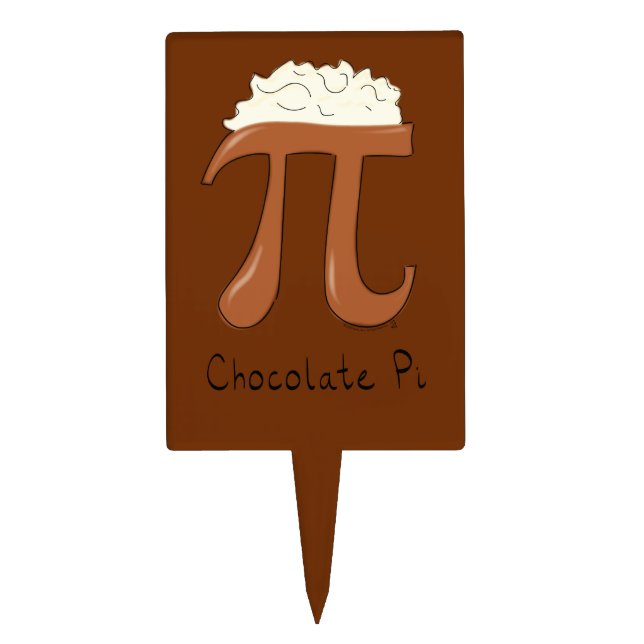 Funny Chocolate Pi Symbol Math Teacher Cake Topper (Front)