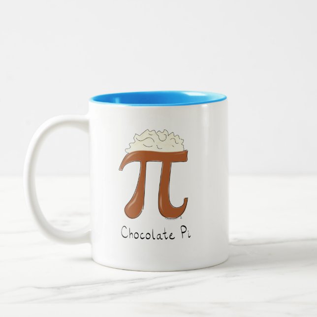 Funny Chocolate Pi Symbol Math Teacher Two-Tone Coffee Mug (Left)