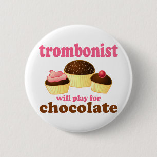 Funny Chocolate Trombonist Gift Button
