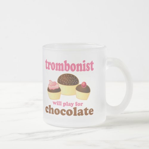 Funny Chocolate Trombonist Gift Frosted Glass Coffee Mug