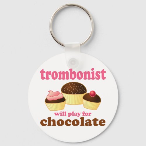 Funny Chocolate Trombonist Gift Keychain