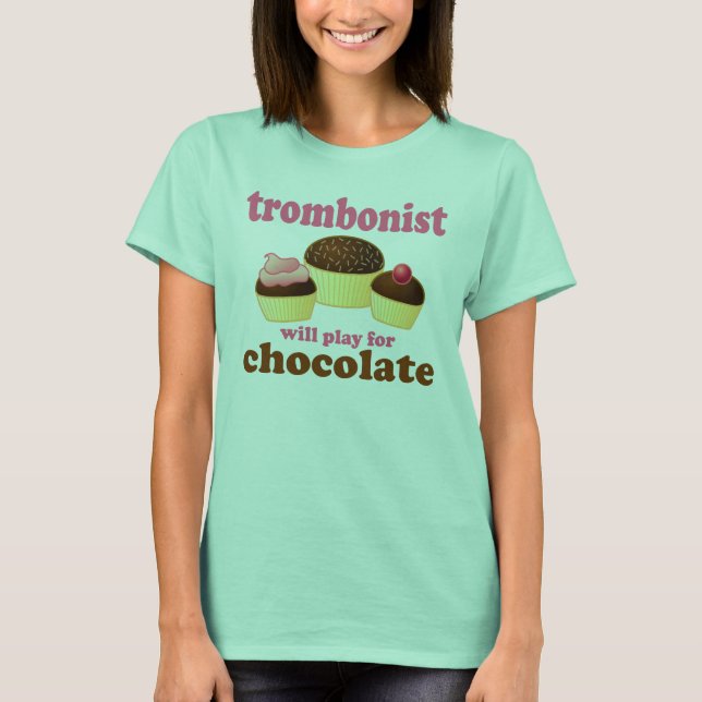 Funny Chocolate Trombonist Gift T-Shirt (Front)