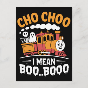 Funny Choo Choo I Mean Boo Booo Train & Ghost Postcard