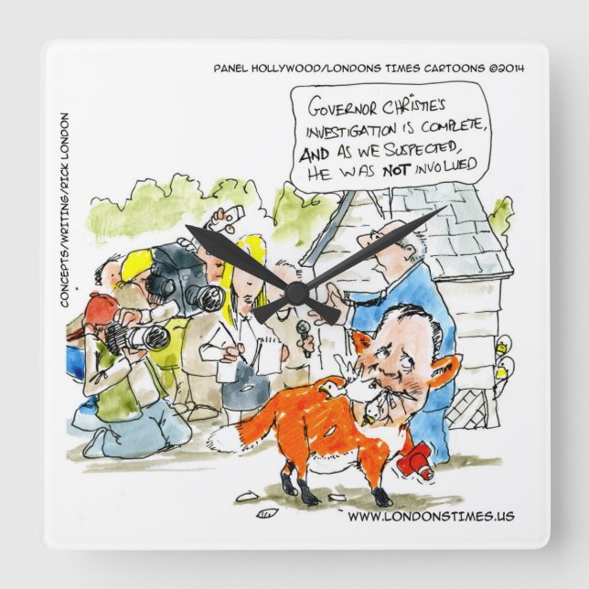 Funny Chris Christie Cartoon Wall Clock (Front)