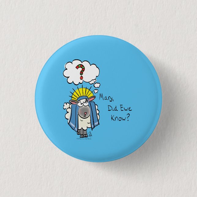 Funny Christian Christmas Cute Sheep Cartoon Button (Front)