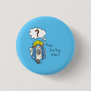 Funny Christian Christmas Cute Sheep Cartoon Button