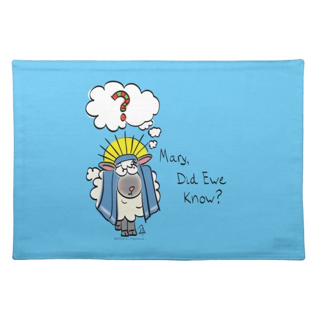 Funny Christian Christmas Cute Sheep Cartoon Cloth Placemat (Front)