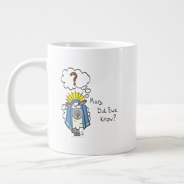 Funny Christian Christmas Cute Sheep Cartoon Giant Coffee Mug (Left)