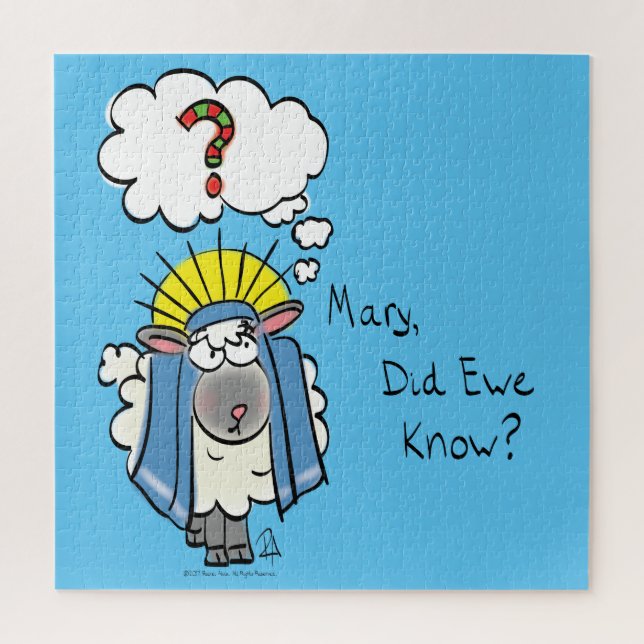 Funny Christian Christmas Cute Sheep Cartoon Jigsaw Puzzle (Vertical)