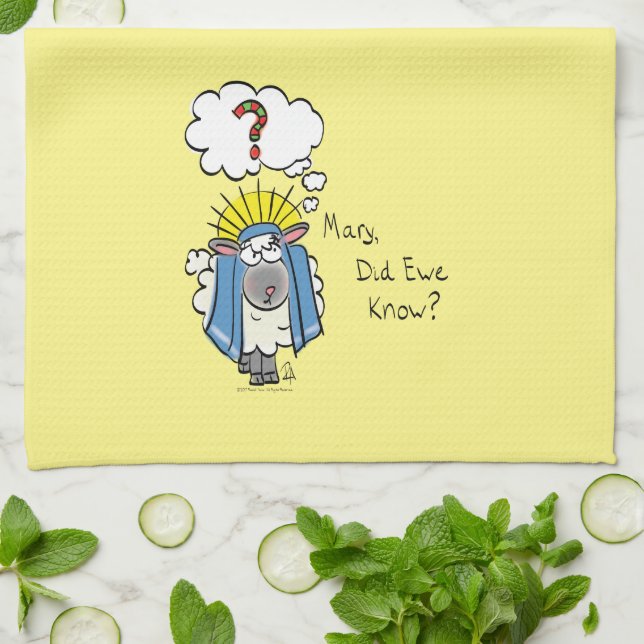 Funny Christian Christmas Cute Sheep Cartoon Kitchen Towel (Folded)