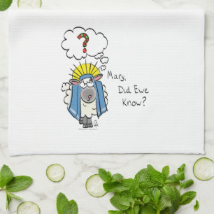 Funny Christian Christmas Cute Sheep Cartoon Kitchen Towel