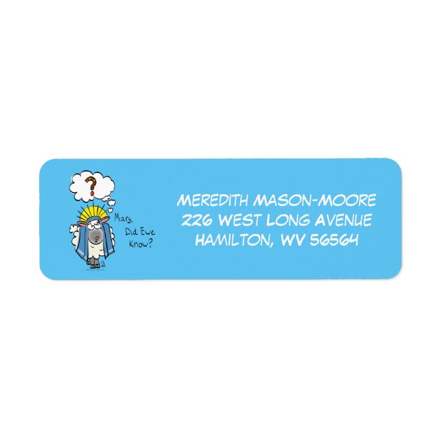 Funny Christian Christmas Cute Sheep Cartoon Label (Front)