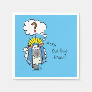Funny Christian Christmas Cute Sheep Cartoon Napkins