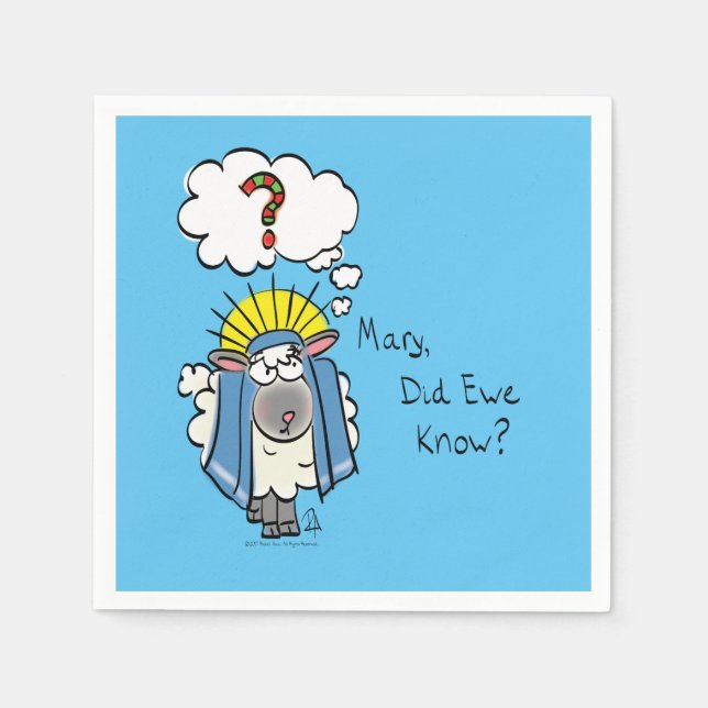 Funny Christian Christmas Cute Sheep Cartoon Napkins (Front)