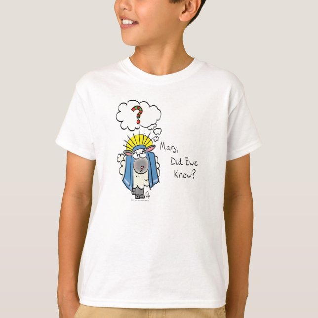 Funny Christian Christmas Cute Sheep Cartoon T-Shirt (Front)