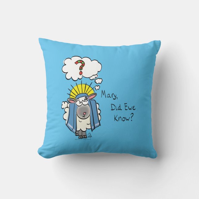 Funny Christian Christmas Cute Sheep Cartoon Throw Pillow (Front)