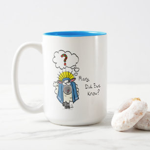 Funny Christian Christmas Cute Sheep Cartoon Two-Tone Coffee Mug