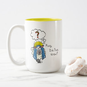 Funny Christian Christmas Cute Sheep Cartoon Two-Tone Coffee Mug