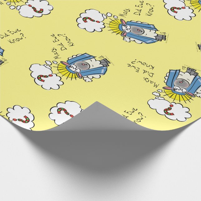 Funny Christian Christmas Cute Sheep Cartoon Wrapping Paper (Corner)