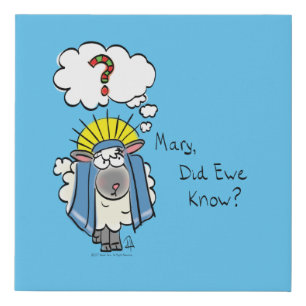 Funny Christian Christmas Cute Sheep Faux Canvas Print