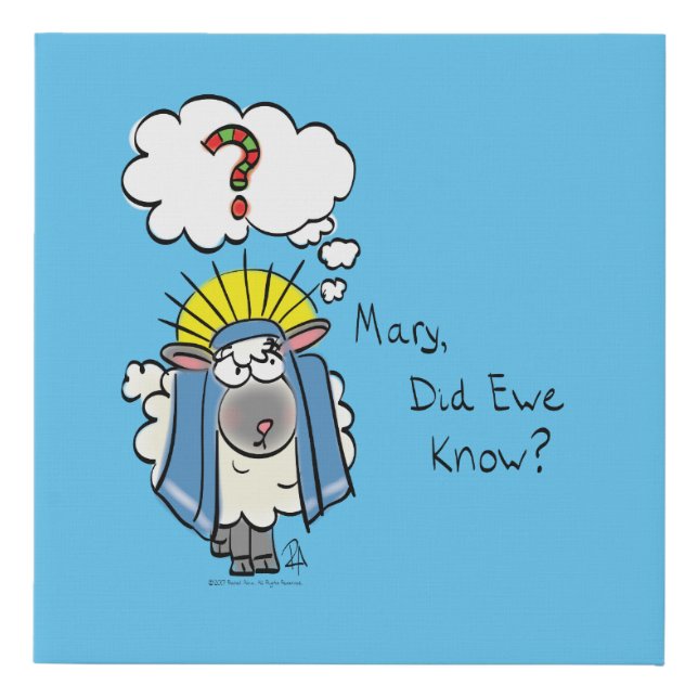 Funny Christian Christmas Cute Sheep Faux Canvas Print (Front)