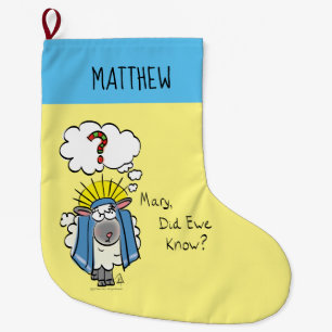 Funny Christian Christmas Cute Sheep Large Christmas Stocking