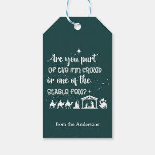 Funny Christian Christmas  Nativity Green Gift Tags