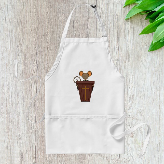 Funny Christian Church Mouse Character Adult Apron (Creator Uploaded)