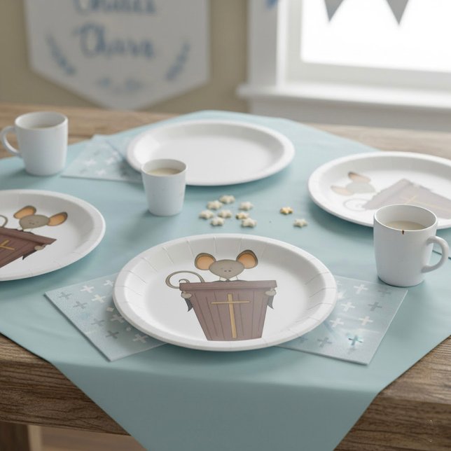 Funny Christian Church Mouse Character Paper Plates (Creator Uploaded)