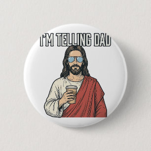 Funny Christian Dad Quote Vintage Button