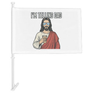 Funny Christian Dad Quote Vintage Car Flag