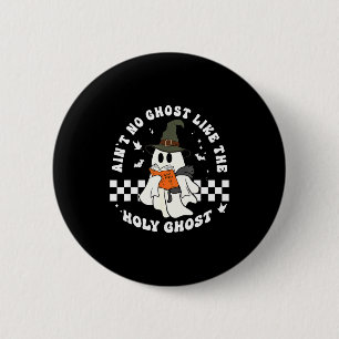 Funny Christian Ghost With Bible Retro Catholic Cu Button
