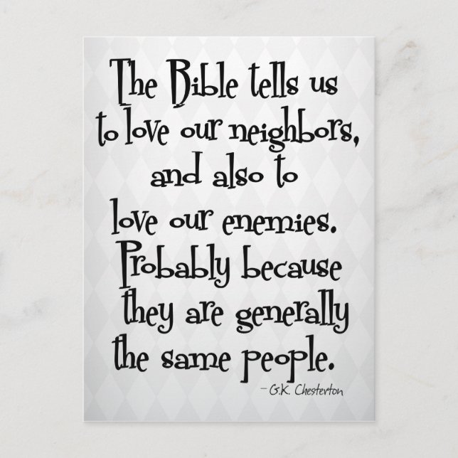 Funny Christian Religious Quote GK Chesterton Postcard (Front)