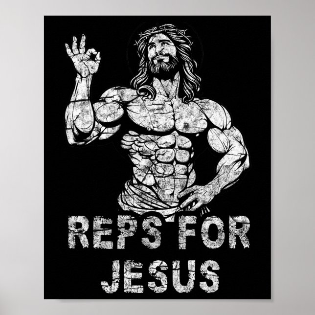 Funny Christian Reps 4 Jesus Funny Workout Bodybui Poster (Front)