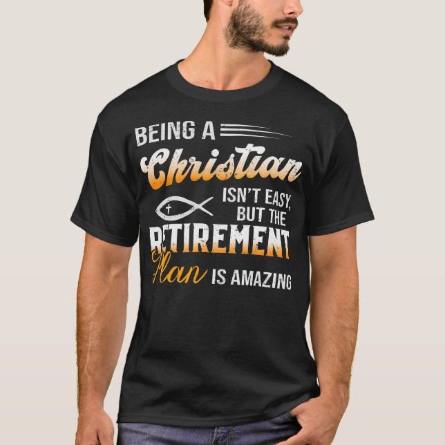 Funny Christian Tee Amazing Retirement Plan Jesus  (Front)