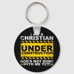 Funny Christian Under Construction Gift Catholic M Keychain