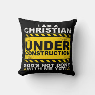 Funny Christian Under Construction Gift Catholic M Throw Pillow