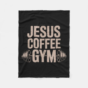 Funny Christian Workout Jesus Coffee Gym Barbell C Fleece Blanket