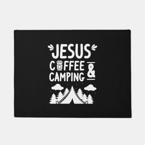 Funny Christians Camp Caffeine Jesus Coffee  Camp Doormat