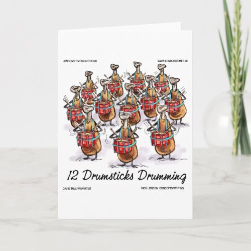 Funny Christmas 12 Drumsticks Drumming Gifts  Tee Holiday Card
