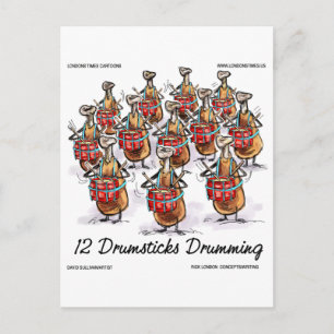 Funny Christmas 12 Drumsticks Drumming Gifts & Tee Holiday Postcard