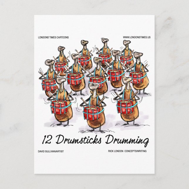 Funny Christmas 12 Drumsticks Drumming Gifts & Tee Holiday Postcard (Front)