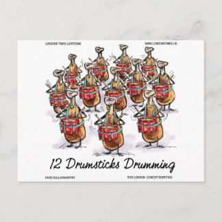 Funny Christmas 12 Drumsticks Drumming Gifts & Tee Holiday Postcard