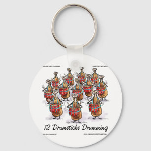 Funny Christmas 12 Drumsticks Drumming Gifts & Tee Keychain