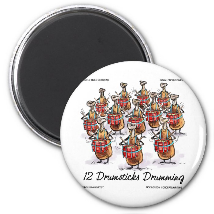 Funny Christmas 12 Drumsticks Drumming Gifts & Tee Magnets